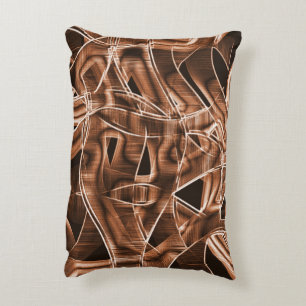 Overlapping curves in ribbon shapes, brown relief decorative cushion