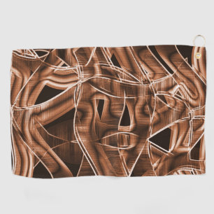 Overlapping curves in ribbon shapes, brown relief golf towel