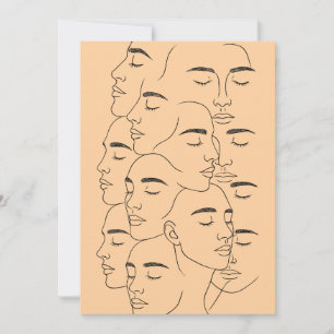 Overlapping Faces Print, Minimalist Line Art, Face Invitation