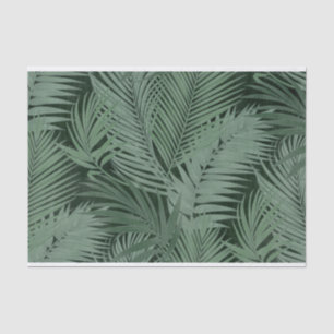 Overlapping Green Fern Leaves on Dark Background Tissue Paper