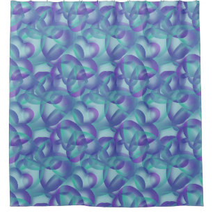Overlapping Hearts Abstract In Purple Aqua Pattern Shower Curtain