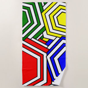 Overlapping Hexagons Beach Towel