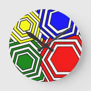Overlapping Hexagons Round Clock