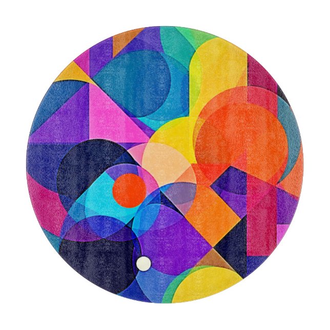 Overlapping Hues: Abstract Fusion Cutting Board (Front)