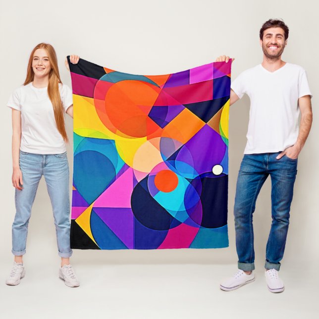 Overlapping Hues: Abstract Fusion Fleece Blanket (In Situ)