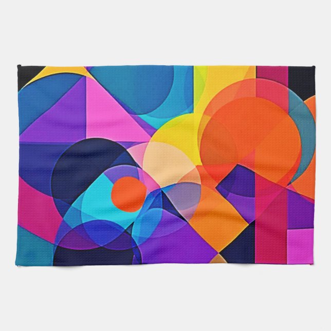 Overlapping Hues: Abstract Fusion Tea Towel (Horizontal)