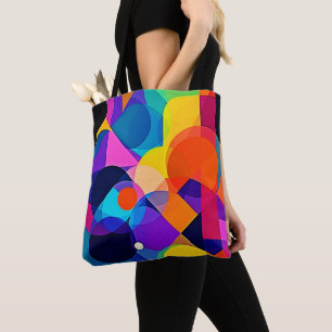 Overlapping Hues: Abstract Fusion Tote Bag