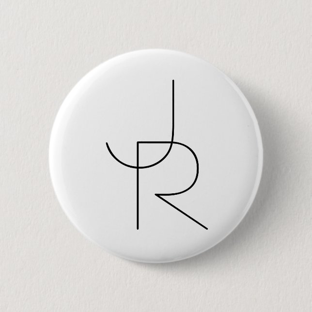 Overlapping Initials | Black On White 6 Cm Round Badge (Front)