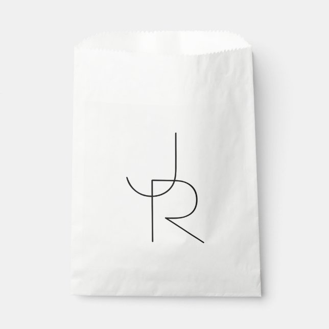 Overlapping Initials | Black On White Favour Bag (Front)