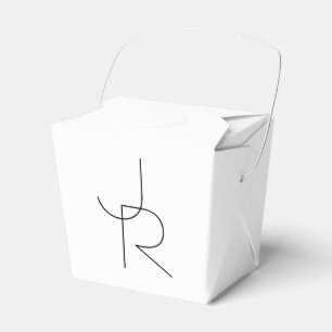 Overlapping Initials   Black On White Favour Box