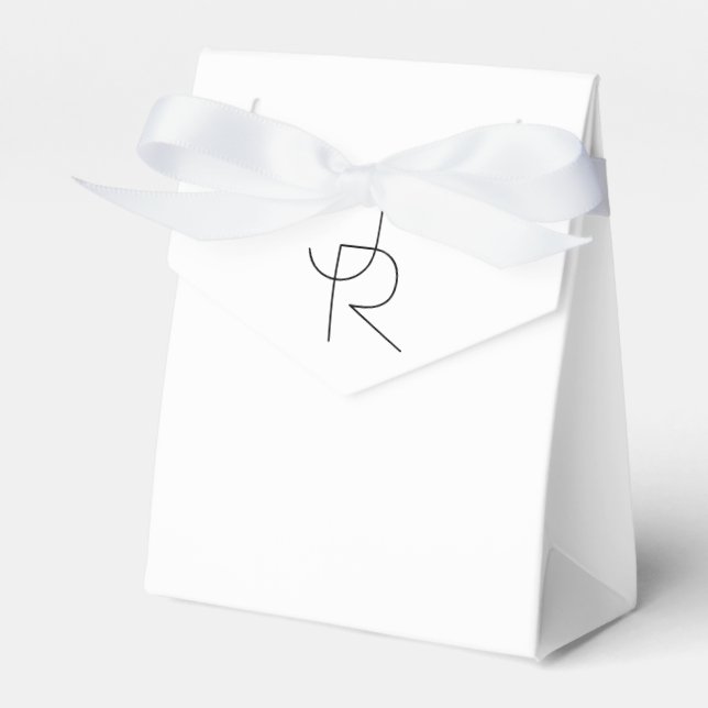 Overlapping Initials | Black On White Favour Box (Front Side)