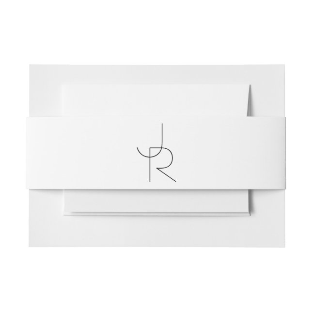 Overlapping Initials | Black On White Invitation Belly Band (Front Example)