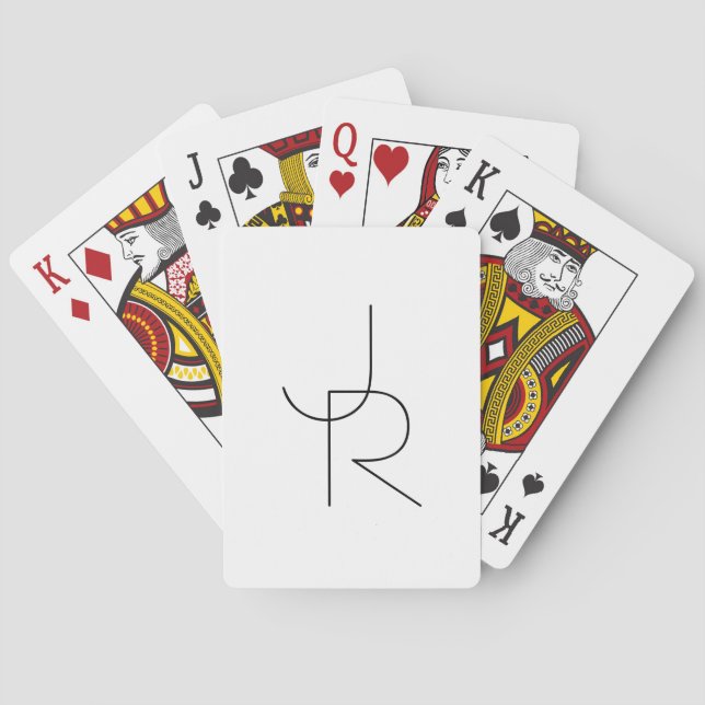 Overlapping Initials | Black On White Playing Cards (Back)