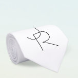 Overlapping Initials | Black On White Tie<br><div class="desc">Modern overlapping initials. 

Thank you for your purchase!</div>