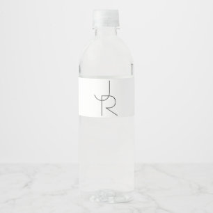 Overlapping Initials   Black On White Water Bottle Label