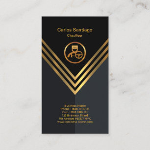Overlapping Luxurious Gold Pentagon Wave Chauffeur Business Card