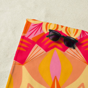 Overlapping Mandala Orange Pink Yellow Beach Towel