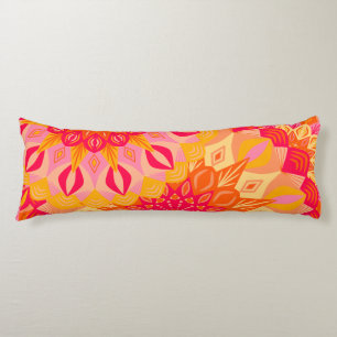 Overlapping Mandala Orange Pink Yellow Body Cushion