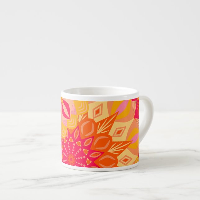 Overlapping Mandala Orange Pink Yellow Espresso Cup (Front Right)