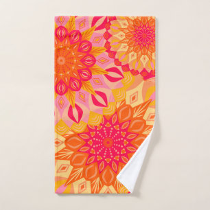 Overlapping Mandala Orange Pink Yellow Hand Towel