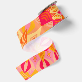 Overlapping Mandala Orange Pink Yellow Satin Ribbon