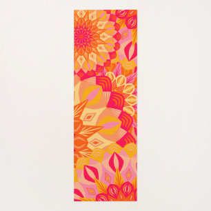 Overlapping Mandala Orange Pink Yellow Yoga Mat