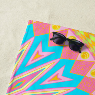Overlapping Mandala Pink Blue Yellow Mint Purple Beach Towel