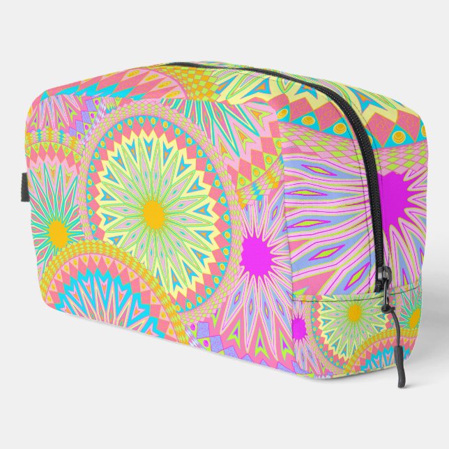 Overlapping Mandala Pink Blue Yellow Mint Purple Dopp Kit (Right Corner)