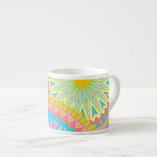 Overlapping Mandala Pink Blue Yellow Mint Purple Espresso Cup