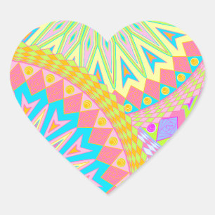Overlapping Mandala Pink Blue Yellow Mint Purple Heart Sticker