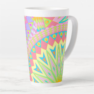 Overlapping Mandala Pink Blue Yellow Mint Purple Latte Mug
