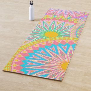 Overlapping Mandala Pink Blue Yellow Mint Purple Yoga Mat