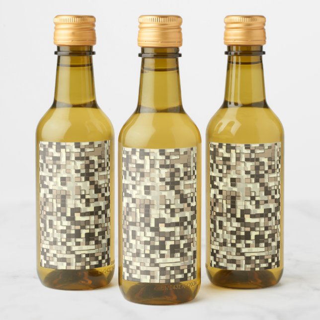 Overlapping mini squares in tones beige to brown wine label (Bottles)