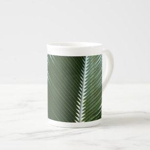 Overlapping Palm Fronds Tropical Green Abstract Bone China Mug