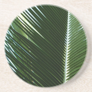 Overlapping Palm Fronds Tropical Green Abstract Coaster