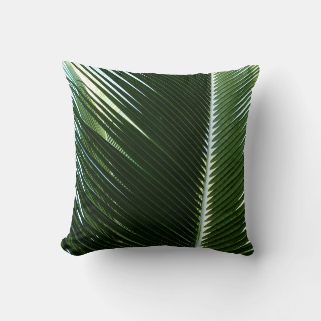 Overlapping Palm Fronds Tropical Green Abstract Cushion (Front)