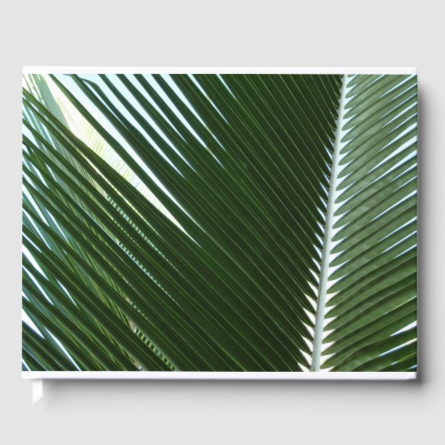 Overlapping Palm Fronds Tropical Green Abstract Guest Book (Front)
