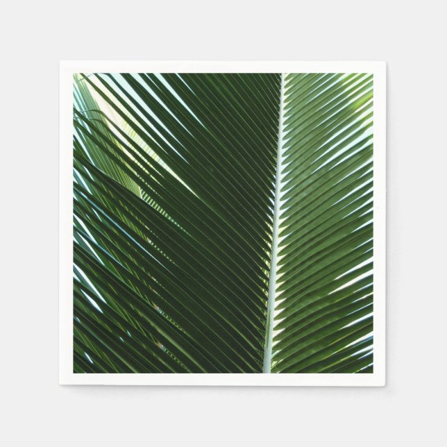 Overlapping Palm Fronds Tropical Green Abstract Napkin (Front)