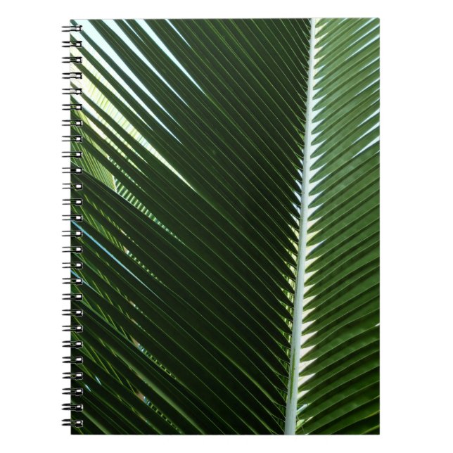 Overlapping Palm Fronds Tropical Green Abstract Notebook (Front)