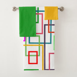Overlapping Rectangles Bath Towel Set