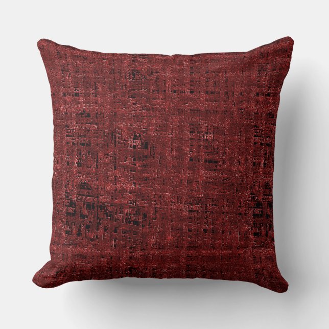 Overlapping red small  squares paint-drenched cushion (Front)