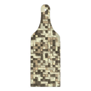 Overlapping small squares in tones of beige brown cutting board