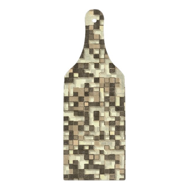 Overlapping small squares in tones of beige brown cutting board (Front)
