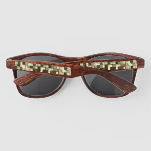 Overlapping small squares in tones of beige brown sunglasses