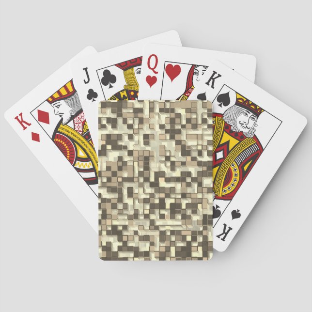 Overlapping small squares in tones of brown beige playing cards (Back)