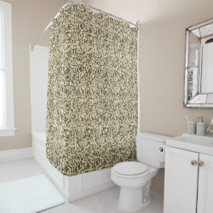 Overlapping small squares, tones brown go to beige shower curtain