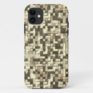 Overlapping small squares, tones of brown to beige iPhone 11 case