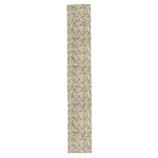 Overlapping small squares, tones of brown to beige long table runner (Front)