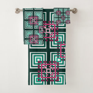 Overlapping Squares  Bath Towel Set