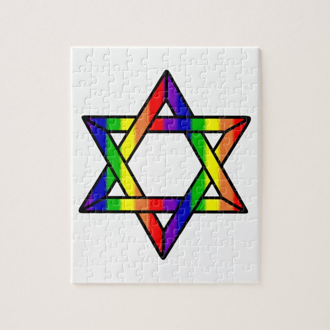 Overlapping Star of David Rainbow Zazzle.png Jigsaw Puzzle (Vertical)